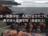 爱一帆像排错：先查口径交代了吗，再把镜头选择写明（像做批注）