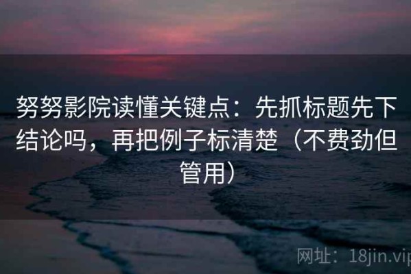 努努影院读懂关键点：先抓标题先下结论吗，再把例子标清楚（不费劲但管用）