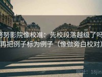努努影院像校准：先校段落越级了吗，再把例子标为例子（像做旁白校对）