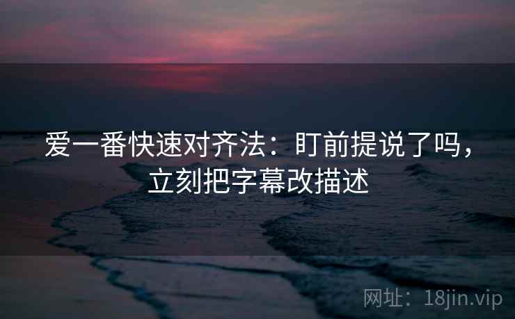 爱一番快速对齐法：盯前提说了吗，立刻把字幕改描述